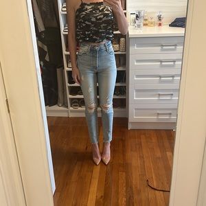 Mother the super skinny ankle destroyed jeans